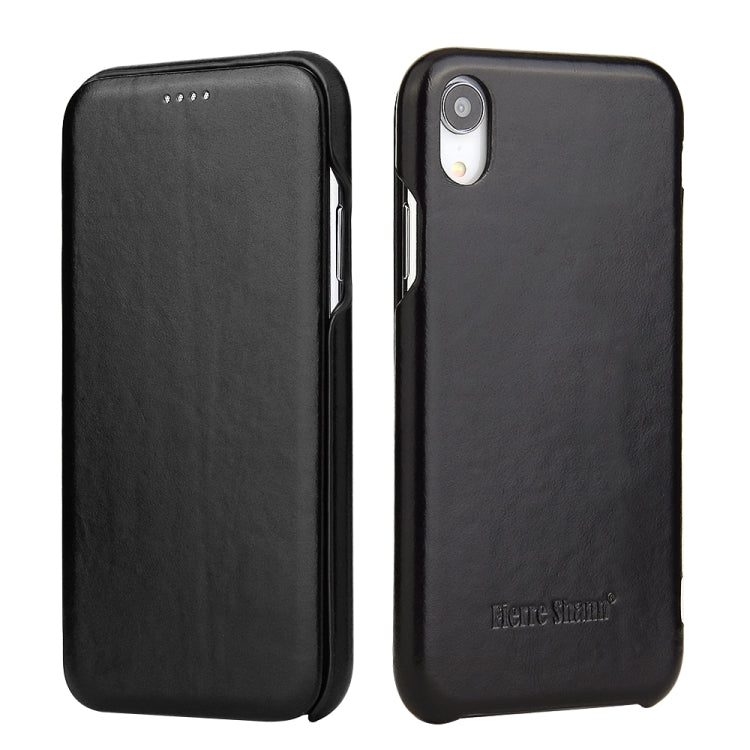 For iPhone XR Fierre Shann Business Magnetic Horizontal Flip Genuine Leather Case(Black) - HoMEdemic™ 
