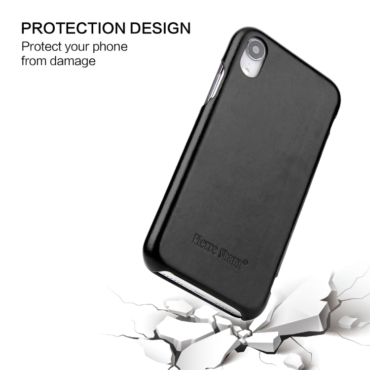 For iPhone XR Fierre Shann Business Magnetic Horizontal Flip Genuine Leather Case(Black) - HoMEdemic™ 