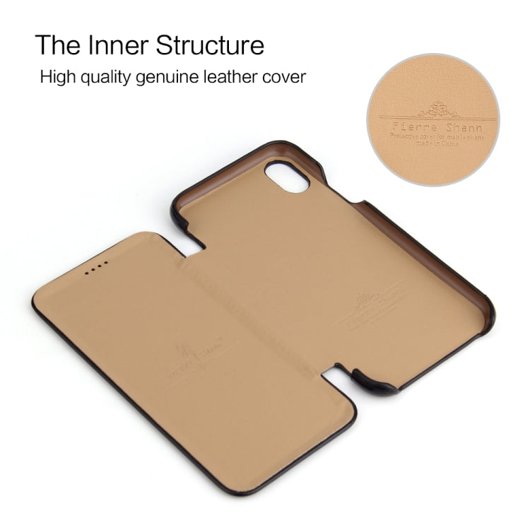 For iPhone XR Fierre Shann Business Magnetic Horizontal Flip Genuine Leather Case(Black) - HoMEdemic™ 
