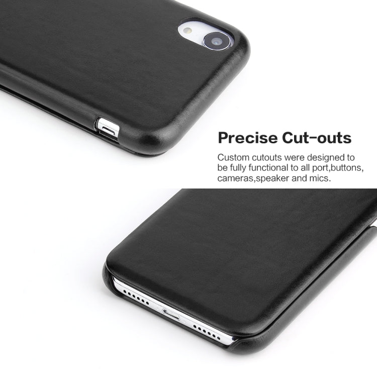 For iPhone XR Fierre Shann Business Magnetic Horizontal Flip Genuine Leather Case(Black) - HoMEdemic™ 