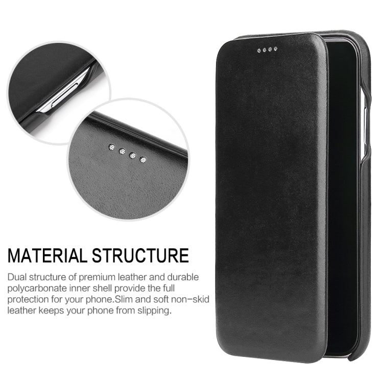 For iPhone XR Fierre Shann Business Magnetic Horizontal Flip Genuine Leather Case(Black) - HoMEdemic™ 