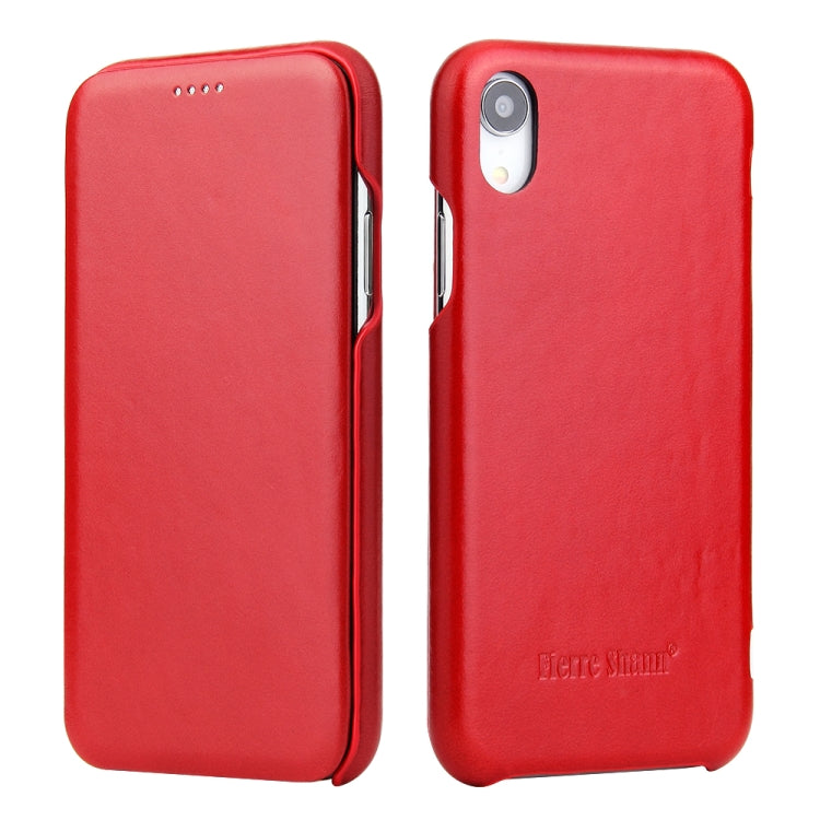 For iPhone XR Fierre Shann Business Magnetic Horizontal Flip Genuine Leather Case(Red) - HoMEdemic™ 
