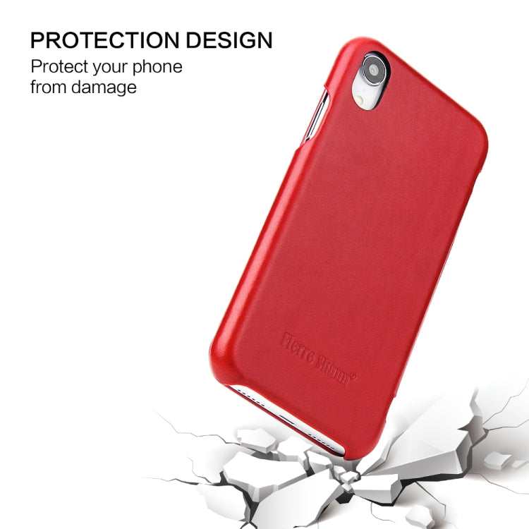 For iPhone XR Fierre Shann Business Magnetic Horizontal Flip Genuine Leather Case(Red) - HoMEdemic™ 