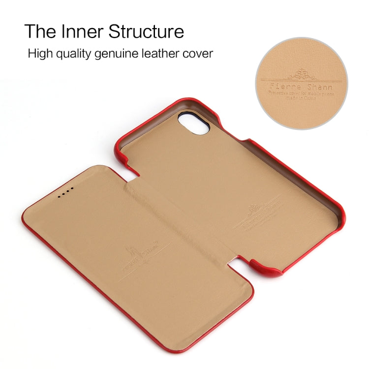 For iPhone XR Fierre Shann Business Magnetic Horizontal Flip Genuine Leather Case(Red) - HoMEdemic™ 