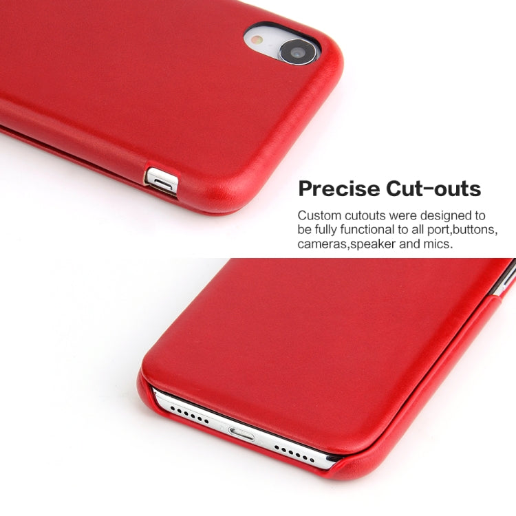 For iPhone XR Fierre Shann Business Magnetic Horizontal Flip Genuine Leather Case(Red) - HoMEdemic™ 