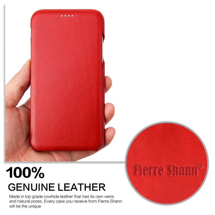 For iPhone XR Fierre Shann Business Magnetic Horizontal Flip Genuine Leather Case(Red) - HoMEdemic™ 