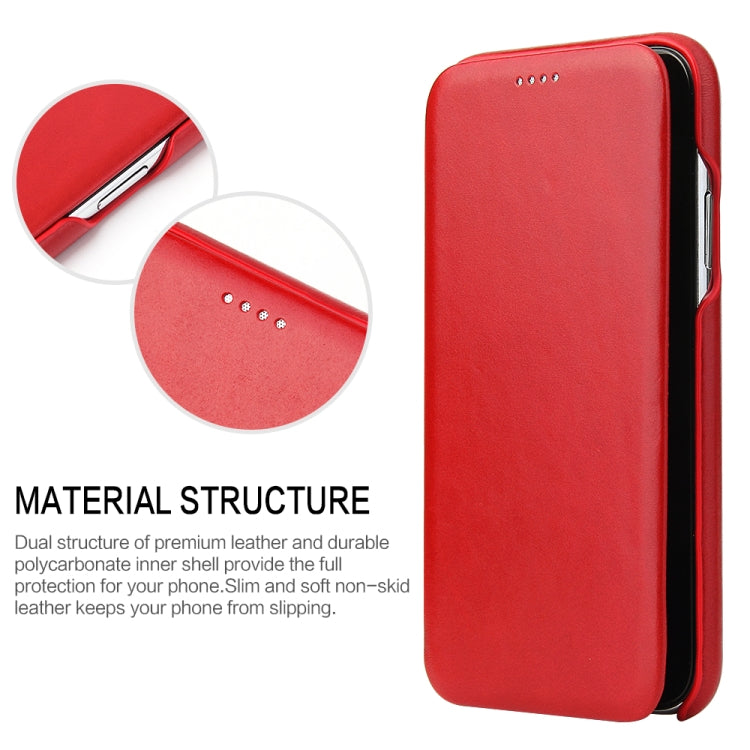 For iPhone XR Fierre Shann Business Magnetic Horizontal Flip Genuine Leather Case(Red) - HoMEdemic™ 