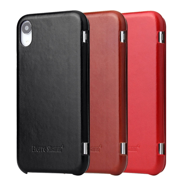 For iPhone XR Fierre Shann Business Magnetic Horizontal Flip Genuine Leather Case(Red) - HoMEdemic™ 