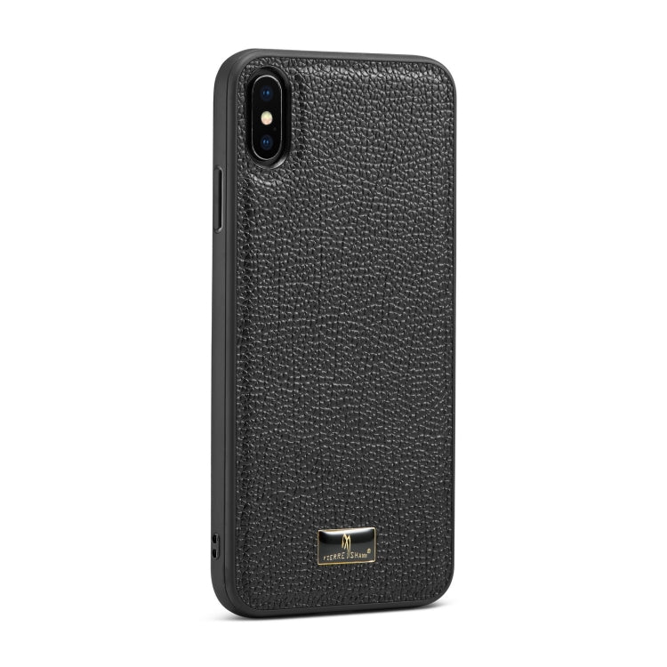 For iPhone XR Fierre Shann Leather Texture Phone Back Cover Case(Lychee Black) - HoMEdemic™ 