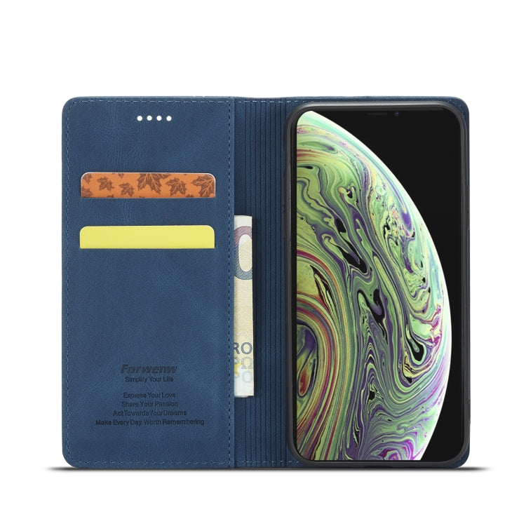 For iPhone XR Forwenw F2 Series Magnetic Horizontal Flip Leather Case with Holder & Card Slots & Wallet(Blue) - HoMEdemic™ 