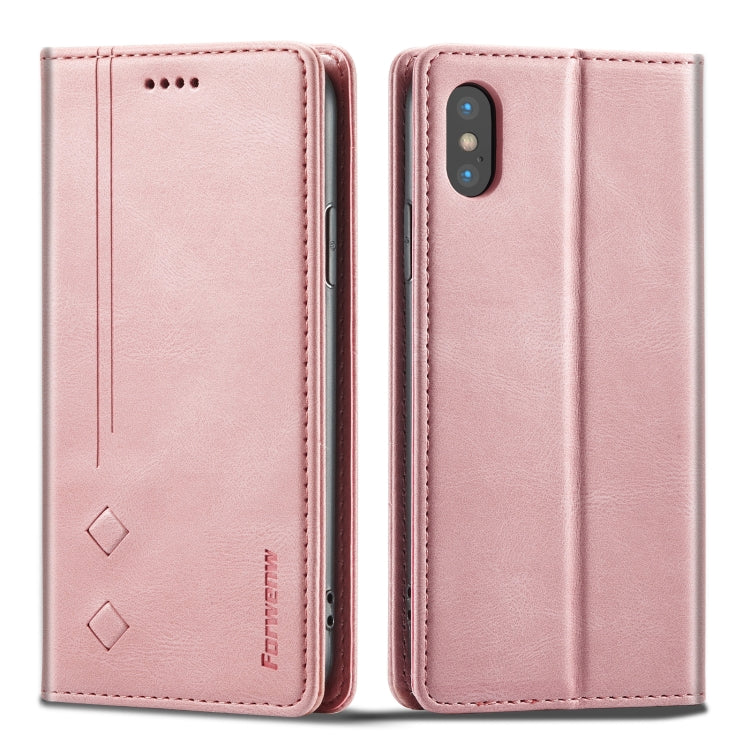 For iPhone XR Forwenw F2 Series Magnetic Horizontal Flip Leather Case with Holder & Card Slots & Wallet(Rose Gold) - HoMEdemic™ 