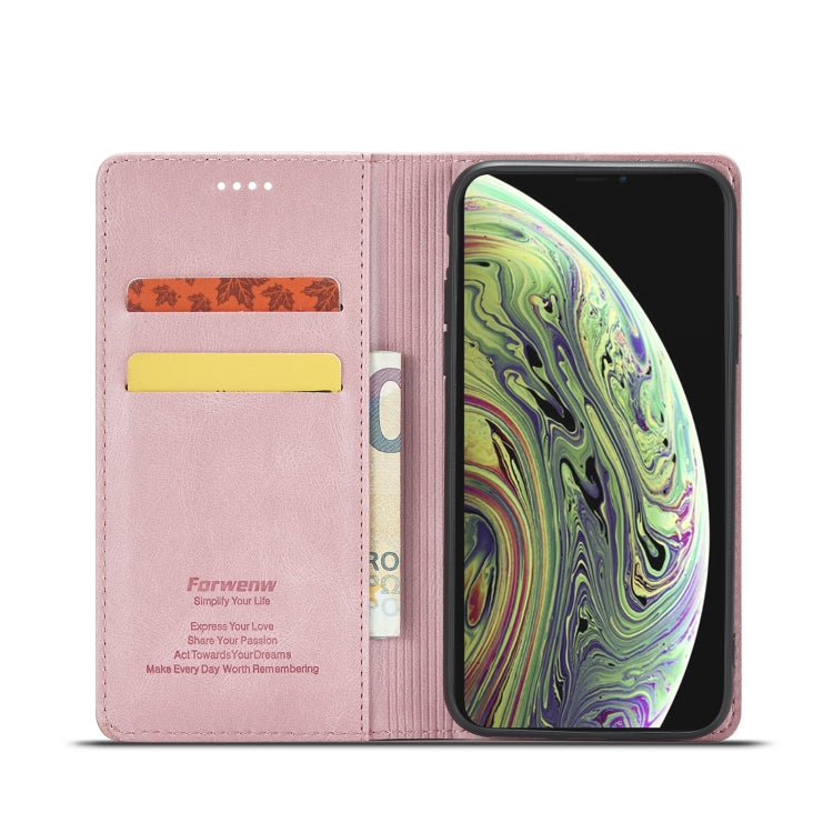 For iPhone XR Forwenw F2 Series Magnetic Horizontal Flip Leather Case with Holder & Card Slots & Wallet(Rose Gold) - HoMEdemic™ 