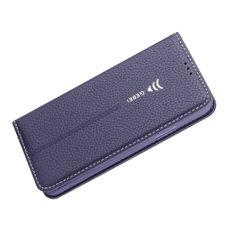 For iPhone XR GEBEI PU+TPU Horizontal Flip Protective Case with Holder & Card Slots(Blue) - HoMEdemic™ 