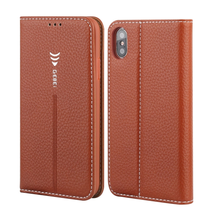 For iPhone XR GEBEI PU+TPU Horizontal Flip Protective Case with Holder & Card Slots(Brown) - HoMEdemic™ 