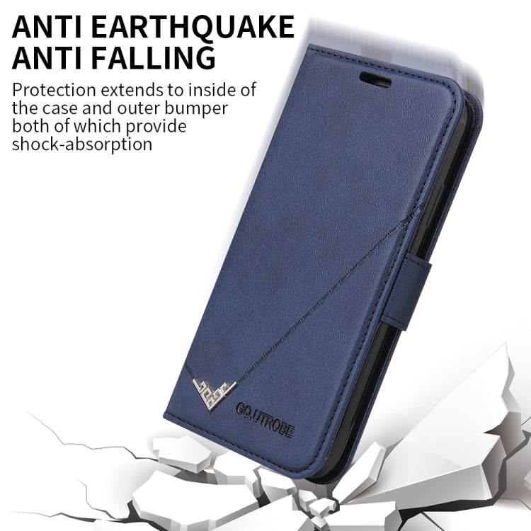 For iPhone XR GQUTROBE Right Angle Leather Phone Case(Blue) - HoMEdemic™ 