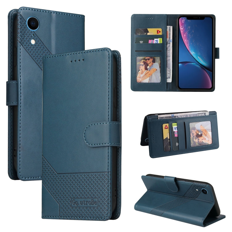 For iPhone XR GQUTROBE Skin Feel Magnetic Leather Phone Case(Blue) - HoMEdemic™ 
