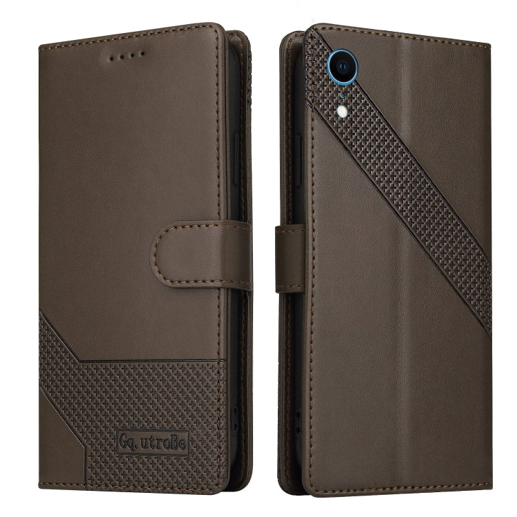 For iPhone XR GQUTROBE Skin Feel Magnetic Leather Phone Case(Brown) - HoMEdemic™ 