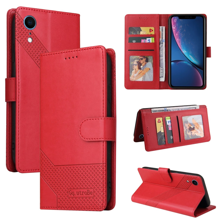 For iPhone XR GQUTROBE Skin Feel Magnetic Leather Phone Case(Red) - HoMEdemic™ 