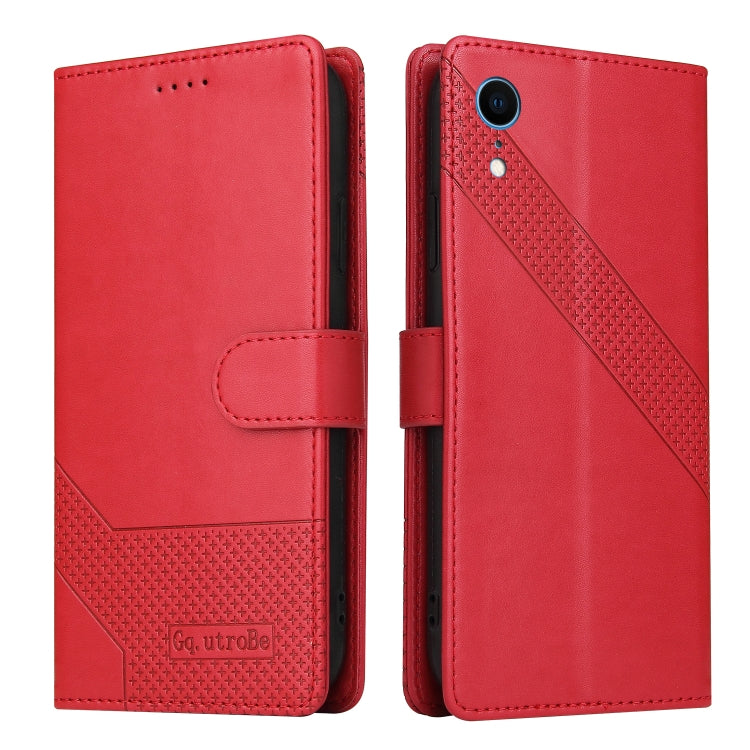 For iPhone XR GQUTROBE Skin Feel Magnetic Leather Phone Case(Red) - HoMEdemic™ 