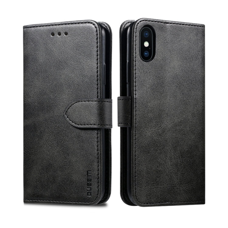 For iPhone XR GUSSIM Magnetic Horizontal Flip Leather Case with Holder & Card Slots & Wallet(Black) - HoMEdemic™ 