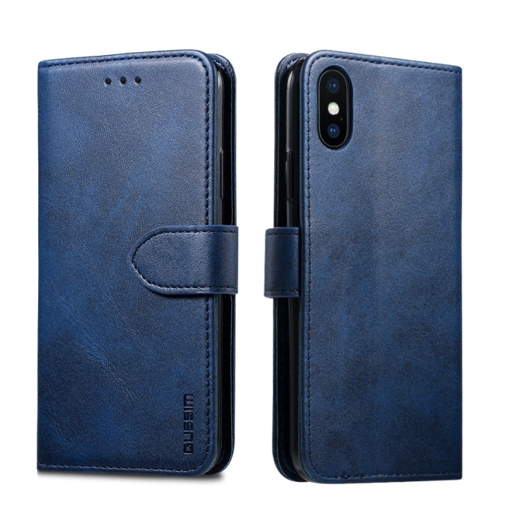 For iPhone XR GUSSIM Magnetic Horizontal Flip Leather Case with Holder & Card Slots & Wallet(Blue) - HoMEdemic™ 