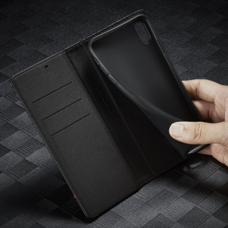 For iPhone XR LC.IMEEKE Carbon Fiber PU + TPU Horizontal Flip Leather Case with Holder & Card Slot & Wallet(Vertical Black) - HoMEdemic™ 