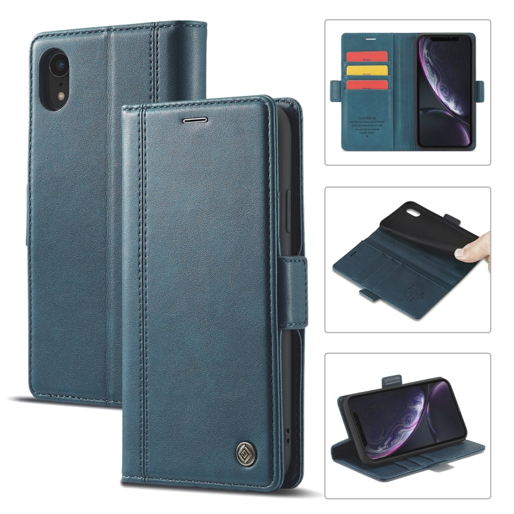 For iPhone XR LC.IMEEKE Magnetic Buckle PU + TPU Horizontal Flip Leather Case with Holder & Card Slots & Wallet(Blue) - HoMEdemic™ 