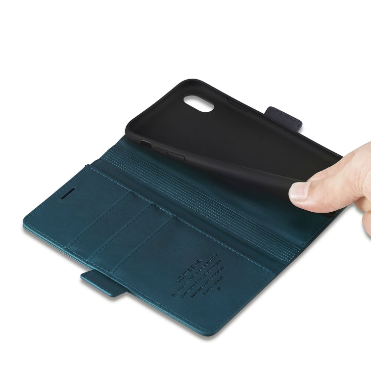 For iPhone XR LC.IMEEKE Magnetic Buckle PU + TPU Horizontal Flip Leather Case with Holder & Card Slots & Wallet(Blue) - HoMEdemic™ 