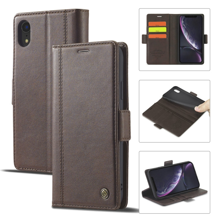 For iPhone XR LC.IMEEKE Magnetic Buckle PU + TPU Horizontal Flip Leather Case with Holder & Card Slots & Wallet(Coffee) - HoMEdemic™ 