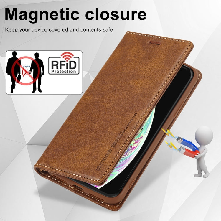 For iPhone XR LC.IMEEKE RFID Anti-theft Leather Phone Case(Brown) - HoMEdemic™ 