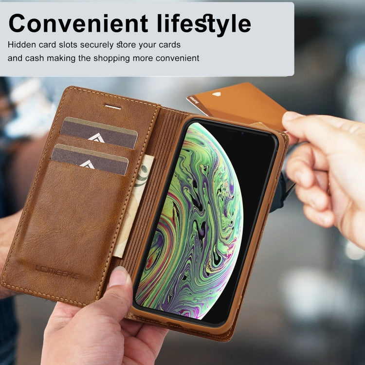 For iPhone XR LC.IMEEKE RFID Anti-theft Leather Phone Case(Brown) - HoMEdemic™ 