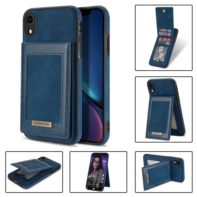 For iPhone XR N.BEKUS Vertical Flip Card Slot RFID Phone Case(Blue) - HoMEdemic™ 