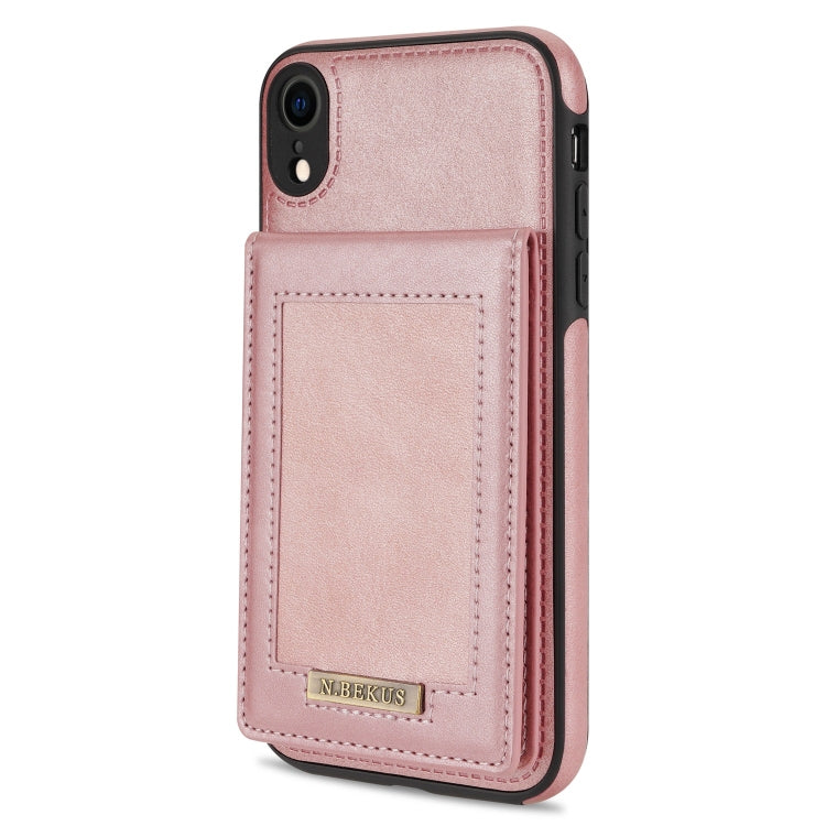 For iPhone XR N.BEKUS Vertical Flip Card Slot RFID Phone Case(Rose Gold) - HoMEdemic™ 
