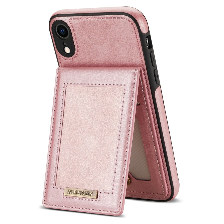 For iPhone XR N.BEKUS Vertical Flip Card Slot RFID Phone Case(Rose Gold) - HoMEdemic™ 