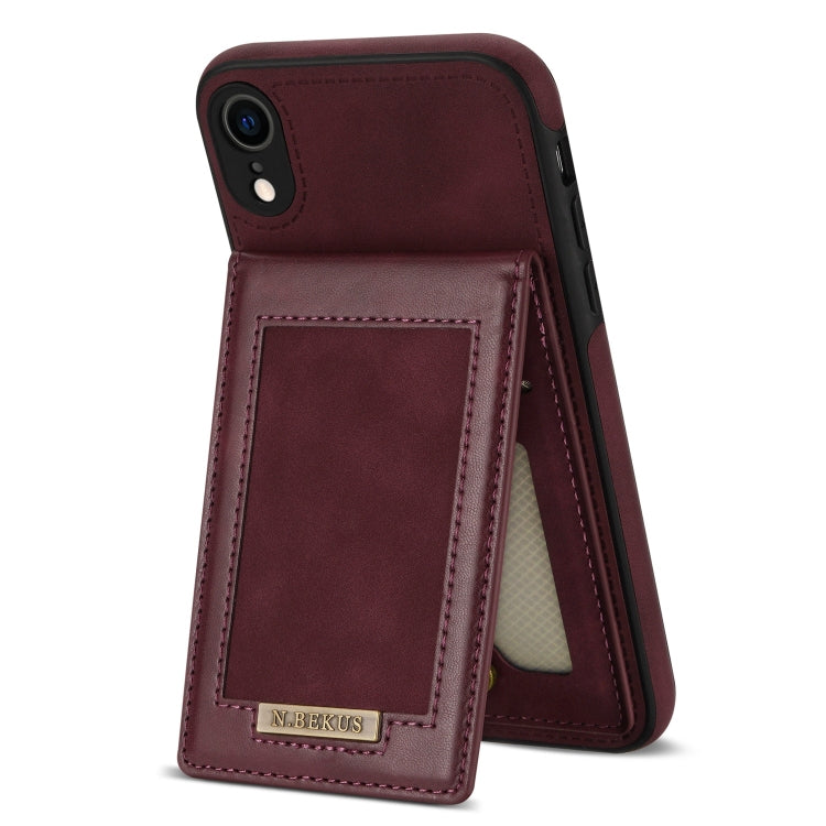 For iPhone XR N.BEKUS Vertical Flip Card Slot RFID Phone Case(Wine Red) - HoMEdemic™ 