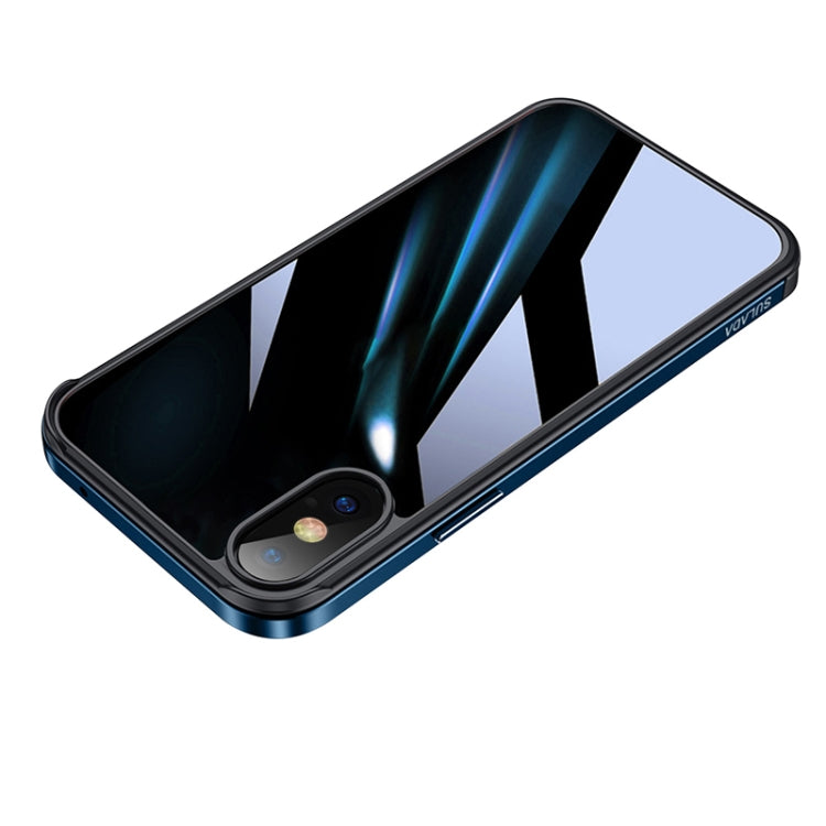 For iPhone XR SULADA Shockproof Aviation Aluminum Metal Frame + Nano Glass + TPU Protective Case(Dark Blue) - HoMEdemic™ 