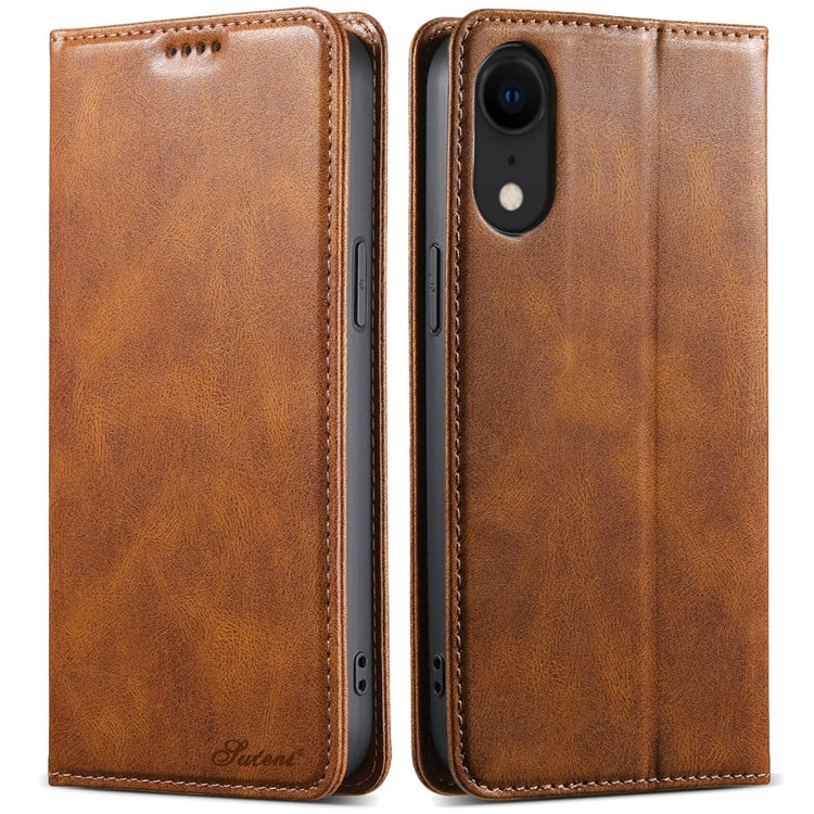For iPhone XR Suteni J02 Oil Wax Wallet Leather Phone Case(Brown) - HoMEdemic™ 
