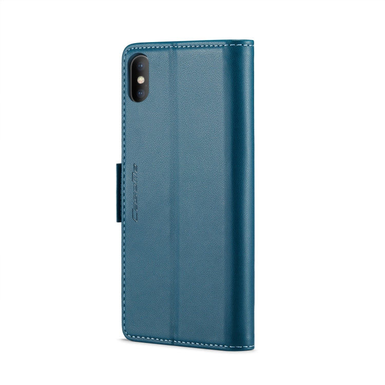 For iPhone XS CaseMe 023 Butterfly Buckle Litchi Texture RFID Anti-theft Leather Phone Case(Blue) - HoMEdemic™ 