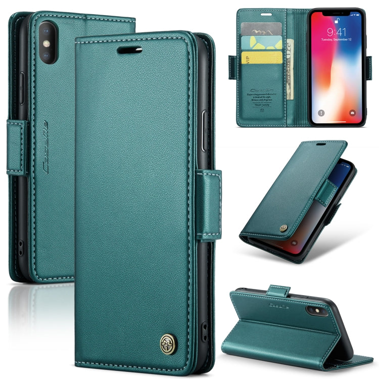 For iPhone XS CaseMe 023 Butterfly Buckle Litchi Texture RFID Anti-theft Leather Phone Case(Pearly Blue) - HoMEdemic™ 