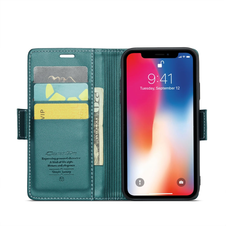 For iPhone XS CaseMe 023 Butterfly Buckle Litchi Texture RFID Anti-theft Leather Phone Case(Pearly Blue) - HoMEdemic™ 