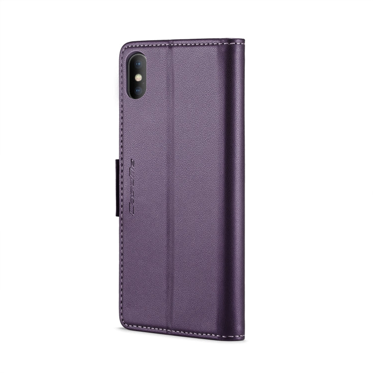 For iPhone XS CaseMe 023 Butterfly Buckle Litchi Texture RFID Anti-theft Leather Phone Case(Pearly Purple) - HoMEdemic™ 