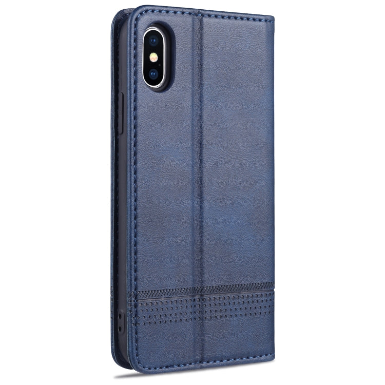 For iPhone XS Max AZNS Magnetic Calf Texture Horizontal Flip Leather Case with Card Slots & Holder & Wallet(Dark Blue) - HoMEdemic™ 