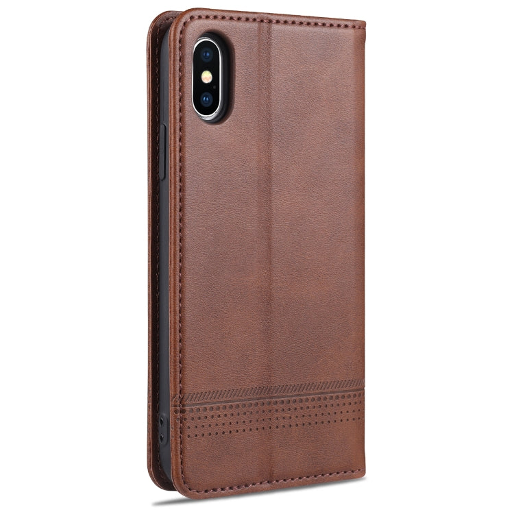 For iPhone XS Max AZNS Magnetic Calf Texture Horizontal Flip Leather Case with Card Slots & Holder & Wallet(Dark Brown) - HoMEdemic™ 