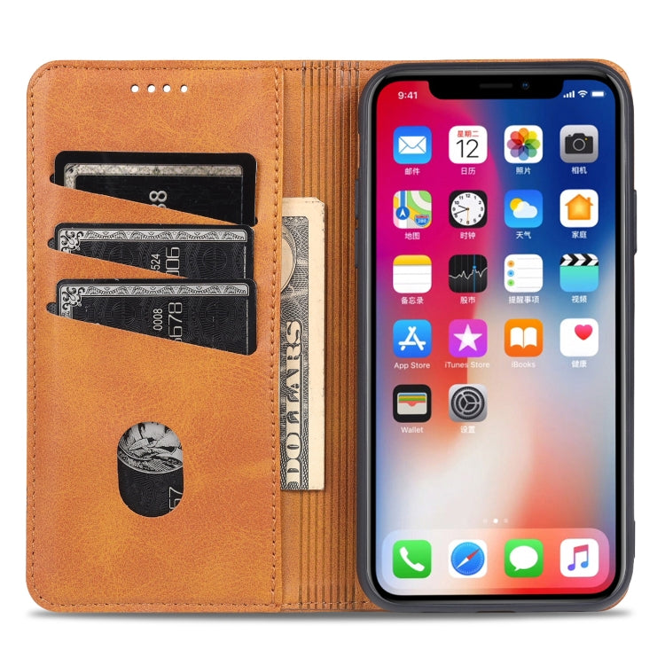 For iPhone XS Max AZNS Magnetic Calf Texture Horizontal Flip Leather Case with Card Slots & Holder & Wallet(Dark Brown) - HoMEdemic™ 