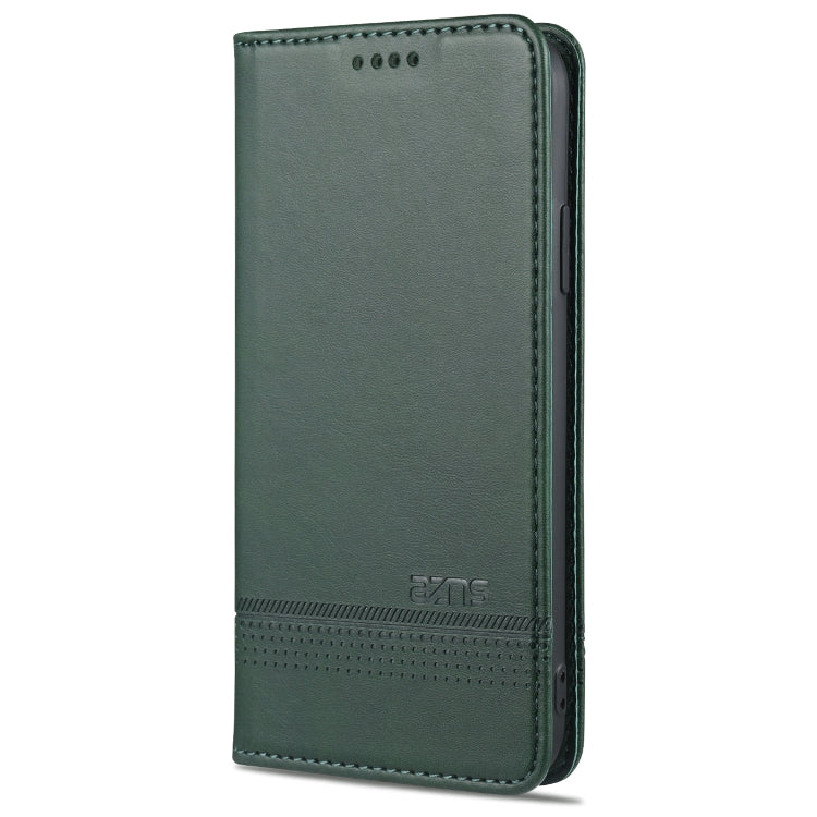 For iPhone XS Max AZNS Magnetic Calf Texture Horizontal Flip Leather Case with Card Slots & Holder & Wallet(Dark Green) - HoMEdemic™ 