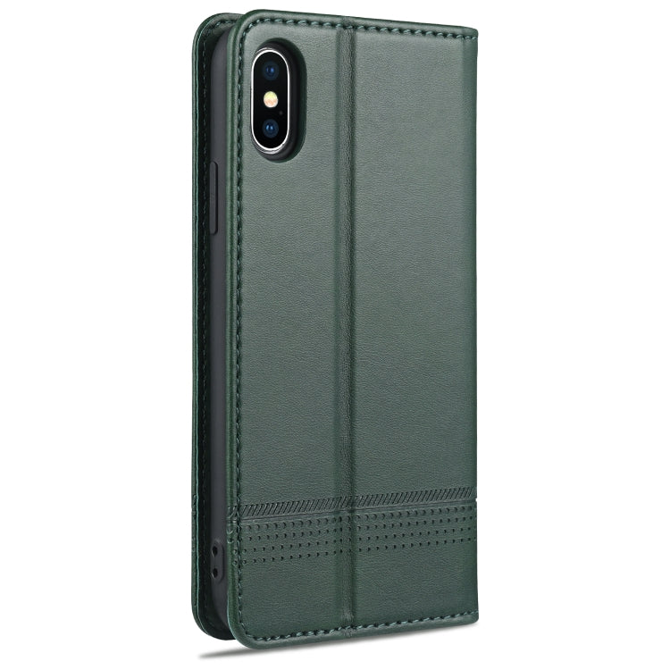 For iPhone XS Max AZNS Magnetic Calf Texture Horizontal Flip Leather Case with Card Slots & Holder & Wallet(Dark Green) - HoMEdemic™ 