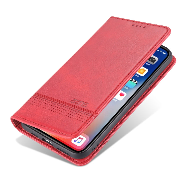 For iPhone XS Max AZNS Magnetic Calf Texture Horizontal Flip Leather Case with Card Slots & Holder & Wallet(Red) - HoMEdemic™ 