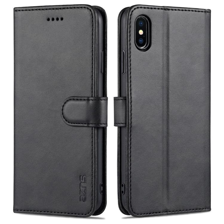 For iPhone XS Max AZNS Skin Feel Calf Texture Horizontal Flip Leather Case with Card Slots & Holder & Wallet(Black) - HoMEdemic™ 