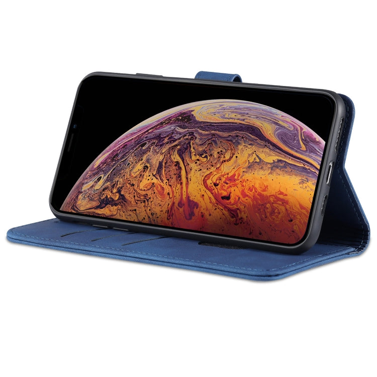 For iPhone XS Max AZNS Skin Feel Calf Texture Horizontal Flip Leather Case with Card Slots & Holder & Wallet(Blue) - HoMEdemic™ 