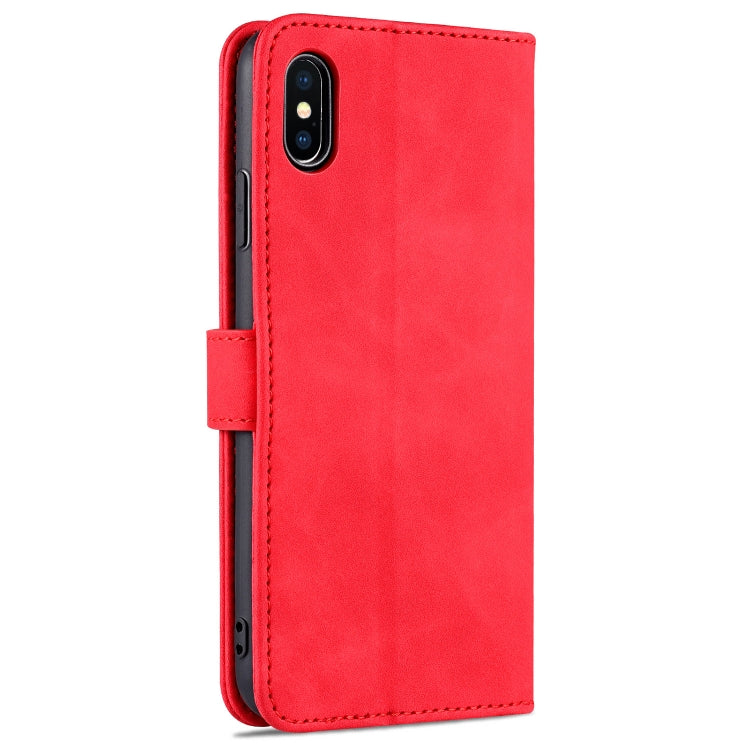 For iPhone XS Max AZNS Skin Feel Calf Texture Horizontal Flip Leather Case with Card Slots & Holder & Wallet(Red) - HoMEdemic™ 